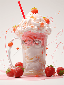 冰激凌夏季背景图片_唯美夏日草莓奶油冰激凌背景5
