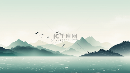 中国风唯美意境山水风景背景22
