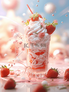 草莓奶油背景图片_唯美夏日草莓奶油冰激凌背景10