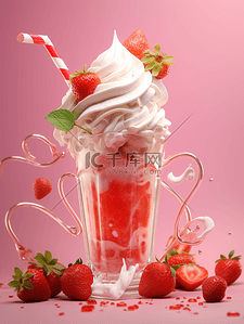 唯美夏日草莓奶油冰激凌背景13