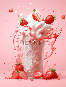 夏季草莓背景图片_唯美夏日草莓奶油冰激凌背景15