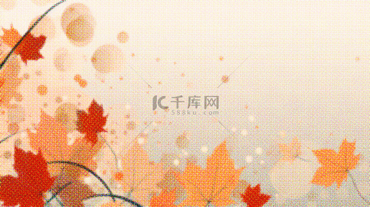 彩色叶子纹理背景图片_秋天橙色枫叶半调纹理枫叶