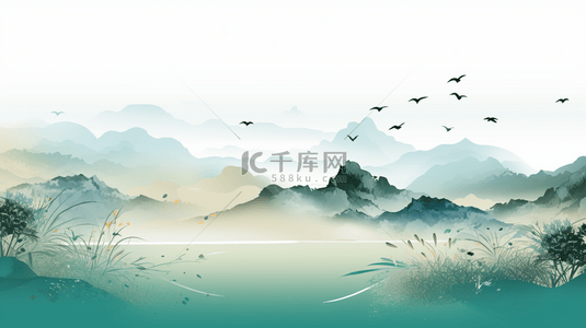中国风唯美意境山水风景背景8