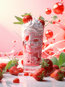 草莓奶油背景图片_唯美夏日草莓奶油冰激凌背景4