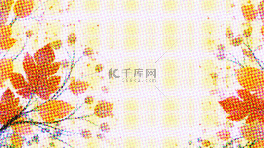 橙色枫叶背景图片_彩色半调纹理叶子秋天橙色叶子