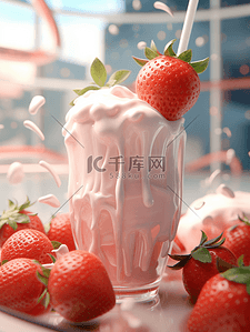 水果奶油背景图片_唯美夏日草莓奶油冰激凌背景14