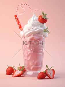 清凉水果夏日背景图片_唯美夏日草莓奶油冰激凌背景7