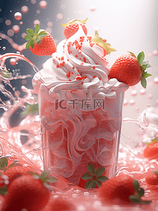 唯美夏日草莓奶油冰激凌背景8