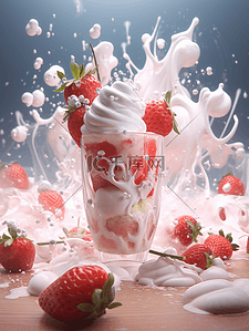 唯美夏日草莓奶油冰激凌背景3