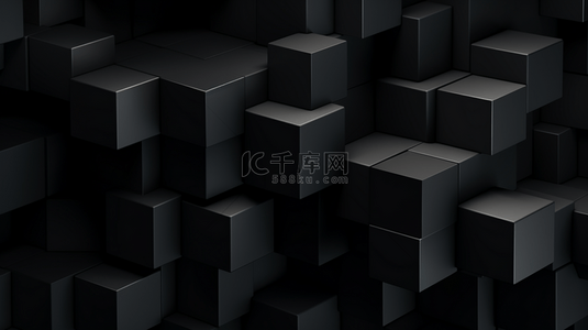 立体方块背景图片_带有立体方块的渐变黑色背景。