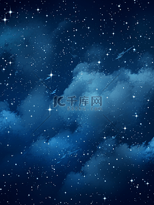 蓝色唯美星空白云背景3