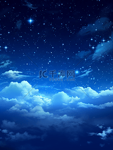 蓝色唯美星空白云背景17