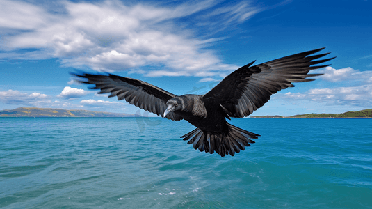 飞过海面的黑鸟2
