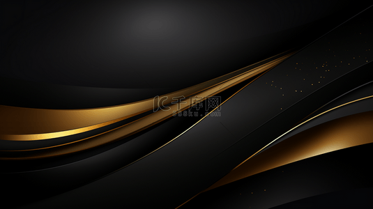 黑色高级背景图片_黑色背景，带有优雅的金色装饰。现代创意概念的抽象矢量插图。