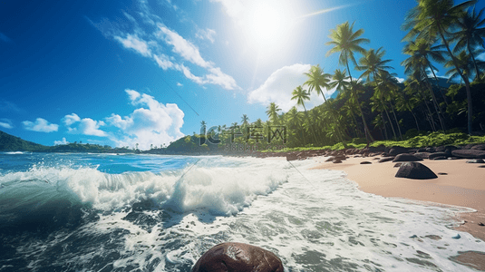 夏季海滩风景背景图片_夏季唯美海滩风景背景1