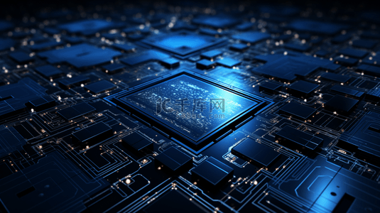 科技背景电子芯片背景图片_蓝色科技感粒子芯片背景3