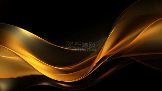 液态抽象背景图片_一个黑金色的背景，带有波浪图案。
