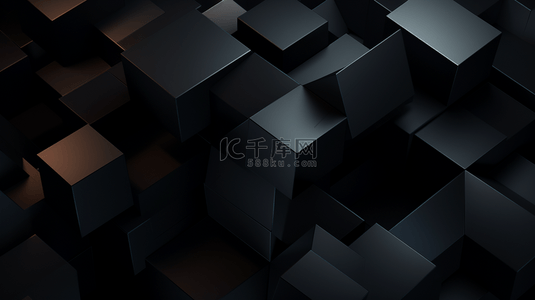 几何颜色渐变背景图片_带有立体方块的渐变黑色背景。