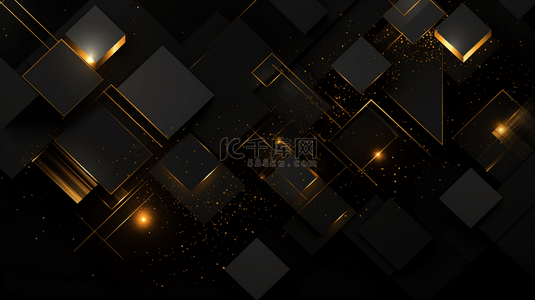 黑色创意几何背景图片_黑色和金色的抽象背景。