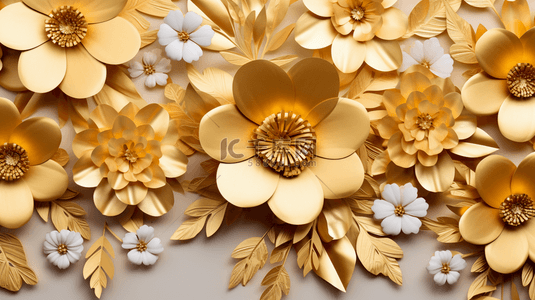 花卉装饰标签背景图片_金色和黑色花卉背景。