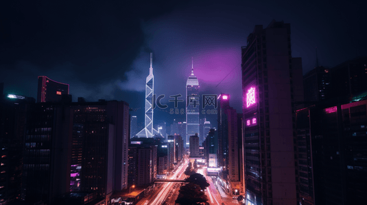 光效立体背景背景图片_3D立体彩色城市夜晚光效建筑背景12