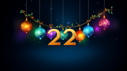 2022年金色闪闪发光的新年横幅。