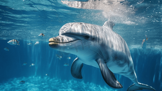 灰海豚在水下游泳