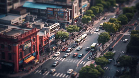 3D立体城市街景交通车辆背景1