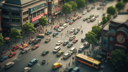 3D立体城市街景交通车辆背景8