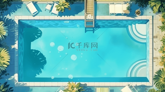 小清新夏季泳池休闲度假背景10