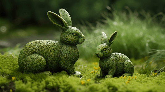 绿色兔子形状的绿色摆件