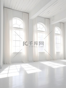 阳光下的窗户背景图片_室内空间阳光下有窗户的白色房间18