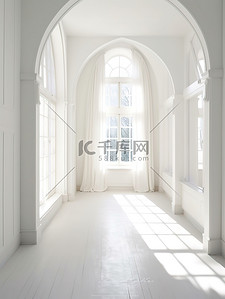 阳光下的窗户背景图片_室内空间阳光下有窗户的白色房间10