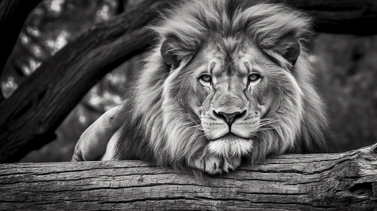 王者雄狮摄影照片_雄狮面部特写灰度摄影1