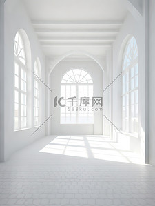 阳光下的窗户背景图片_室内空间阳光下有窗户的白色房间8