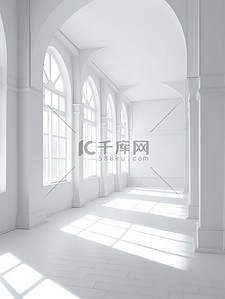 阳光下的窗户背景图片_室内空间阳光下有窗户的白色房间12