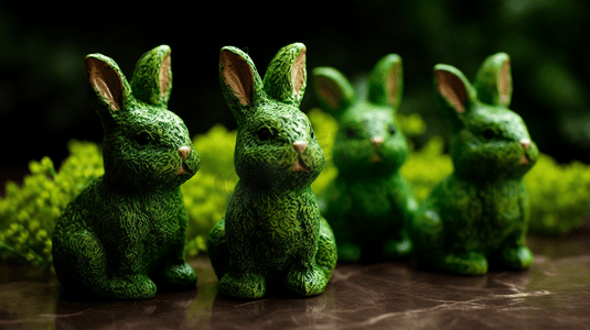 兔子形状的绿色摆件兔子模型