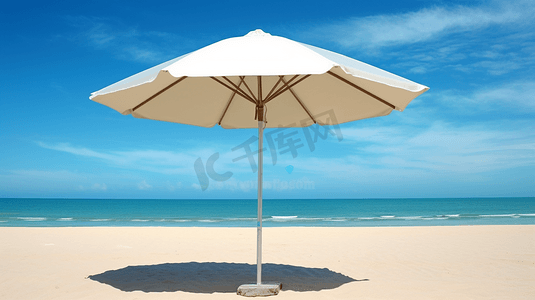 夏天旅游旅行度假太阳伞沙滩大海海洋海边假期遮阳摄影图配图夏季夏日
