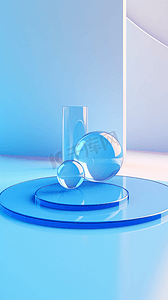 蓝色玻璃元素桌面摄影