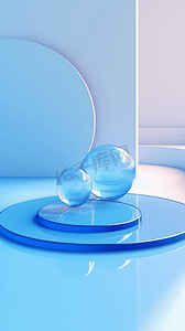 蓝色几何科技摄影照片_蓝色玻璃元素桌面摄影