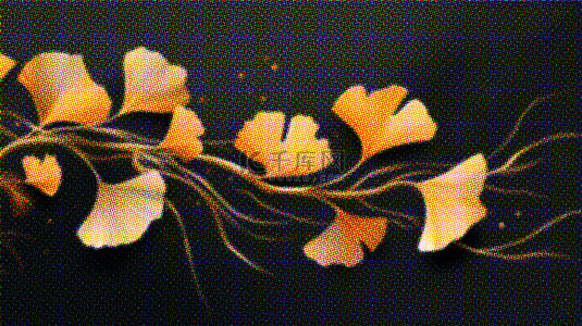 铺满银杏叶背景图片_彩色半调黑色背景里的秋天金色银杏叶