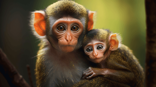 一只猴子和她的宝宝