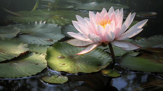 盛开的莲花摄影照片_池塘中盛开的睡莲
