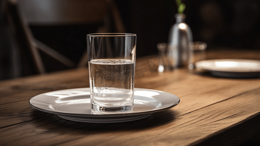 木桌上的餐具玻璃杯4