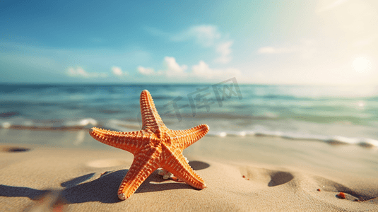 夏日阳光海滩海星