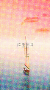 励志讲堂背景图片_海面上的帆船彩色半调励志帆船背景