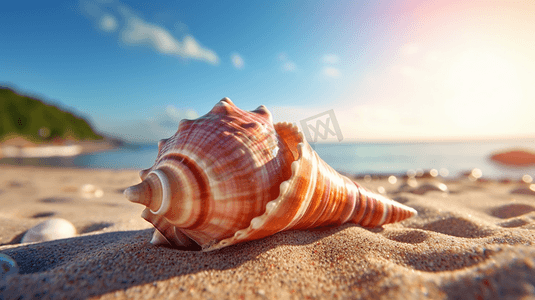 夏日阳光海滩海螺