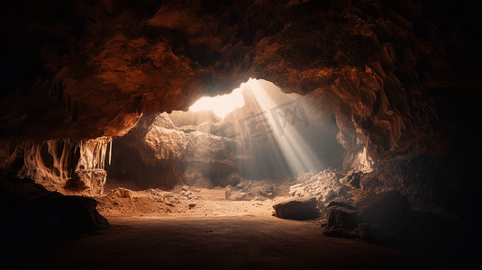 蛐蛐洞穴摄影照片_照向洞穴深处的光线4