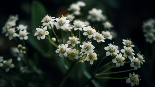 白色小花摄影照片_开着白色小花的植物特写4