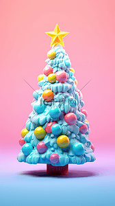 3D立体糖果彩色圣诞节圣诞树